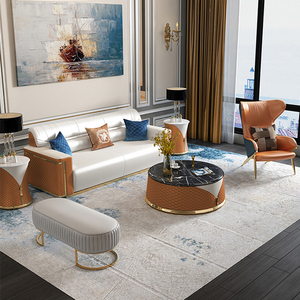 مجموعة أريكة جلدية عصرية فاخرة لغرفة المعيشة موديل 2020 بمقاعد 1+2+3 من مصنع فوشان بالجملة - Product Image 5