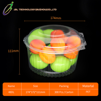Boîte d'emballage pour fruits en plastique PET, qualité alimentaire, transparente, ronde, avec couvercle à charnière, pour salades