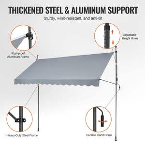 Toldo retráctil para patio de 138x47, refugio parasol con manivela para patios al aire libre y protección solar - Product Image 3
