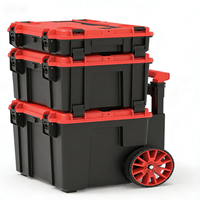 Boîtes à outils en aluminium empilables avec roues, étanches, anti-chute, pour camions, 3 compartiments, serrure à combinaison, 100 kg
