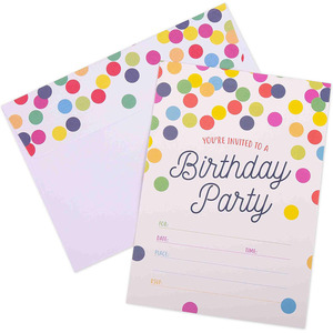 Colorful Dots Birthday Party Invitation Card Rectangular <b>Paper</b> <b>Gloss</b> Lamination Customized For Celebration - Product Image 1