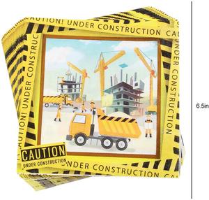 Lindos Artículos de Fiesta de Cumpleaños con Temática de Construcción en Papel Amarillo para Niños - Product Image 6