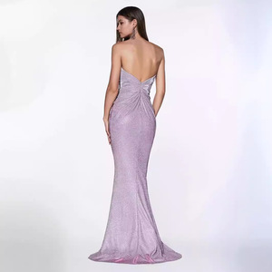 Vestido de noche largo sin mangas con lentejuelas, escote corazón y abertura alta, para fiesta formal - Product Image 4
