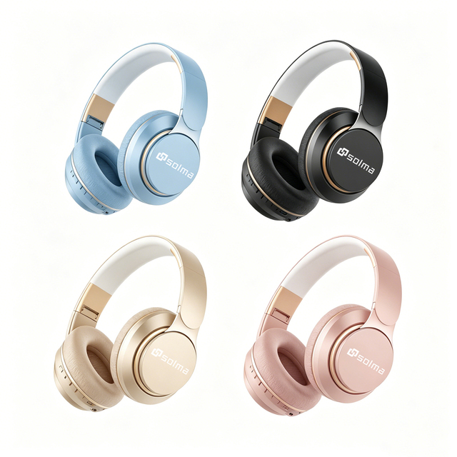 Solma 2026 High Quality Wireless Headsets Over Ear Headphones Foldable Earcup Headphones with Volume Button Control