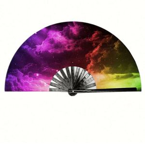 Guan Sen <b>Large</b> Custom Printed Folding Hand <b>Fan</b> 33cm Dance Party Marriage Promotional Gifts Wholesale Fabric Painted Technique - Product Image 3