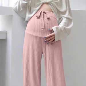 Pantalon de maternité côtelé à taille haute pour femme, coupe large et fluide, confortable et extensible, idéal pour la <span class=keywords><strong>grossesse</strong></span> et la détente - Product Image 2
