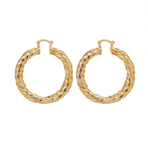 Pendientes de aro con diseño de espiral en oro para mujer, joyería clásica de oro amarillo para uso diario, pendientes finos - Product Image 1