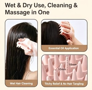 Brosse à cheveux en silicone souple, masseur de cuir chevelu pour cheveux mouillés, nettoyage en profondeur respectueux des cheveux, peigne anti-démangeaisons pour la croissance des cheveux - Product Image 6