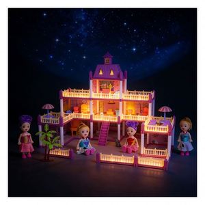 ชุดบ้านตุ๊กตาพีวีซีพลาสติกพร้อมเฟอร์นิเจอร์และอุปกรณ์เสริม ของเล่น DIY บ้านจิ๋วสำหรับเด็ก งานวันเกิด - Product Image 4