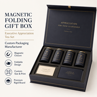 Boîte en papier pliable élégante à fermeture magnétique pour coffret de thé de remerciement pour cadres, solution de cadeau d'affaires de luxe