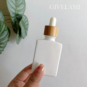 ขวดบรรจุภัณฑ์เครื่องสำอาง 15 มล. 30 มล. 50 มล. 100 มล. ทรงเหลี่ยม สีขาวด้าน ทำจากแก้ว สำหรับน้ำมันหอมระเหย พร้อมฝาไม้ไผ่ - Product Image 6