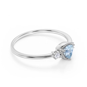Livraison rapide, bagues minimalistes, bijoux pour femmes, aquamarine brésilienne, bagues en or rose et aquamarine - Product Image 2