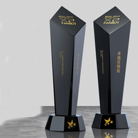 Trophée en cristal noir de haute qualité pour le personnel Prix exquis de conception anti-épidémique créative pour le football de basket-ball de badminton