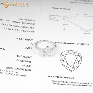 แหวนหมั้นเพชรทรงหยดน้ำทองคำขาว 18K หรูหรา ขายส่ง พร้อมใบรับรองจากผู้ตรวจสอบอิสระ สำหรับงานแต่งงาน - Product Image 4