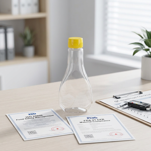 Botella de Plástico PET Transparente Vacía Personalizada al por Mayor, Forma de Pera, Tapa Abatible, Envase para Miel, Sirope y Salsa de Tomate - Product Image 6
