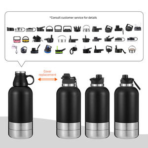 Botol air minum anjing portabel, 3 in 1 Portabel 32 oz anti bocor baja tahan karat terisolasi cairan makanan hewan peliharaan untuk mobil berkemah pengumpan hewan peliharaan - Product Image 6