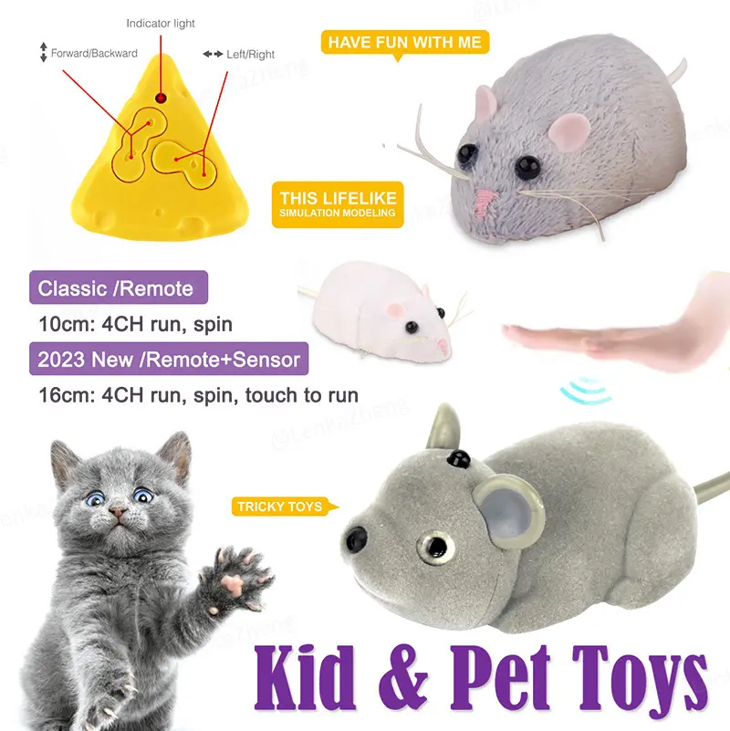 Pet toys fine plush surface simulation mouse remote control toy for kids sensing online topseller