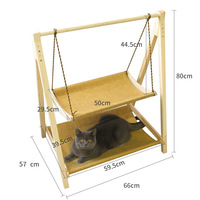 Hamac nid de chat double couche en bois massif lit de chat lavable amovible balançoire en bois pour la maison jouet transfrontalier pour animaux de compagnie en bambou