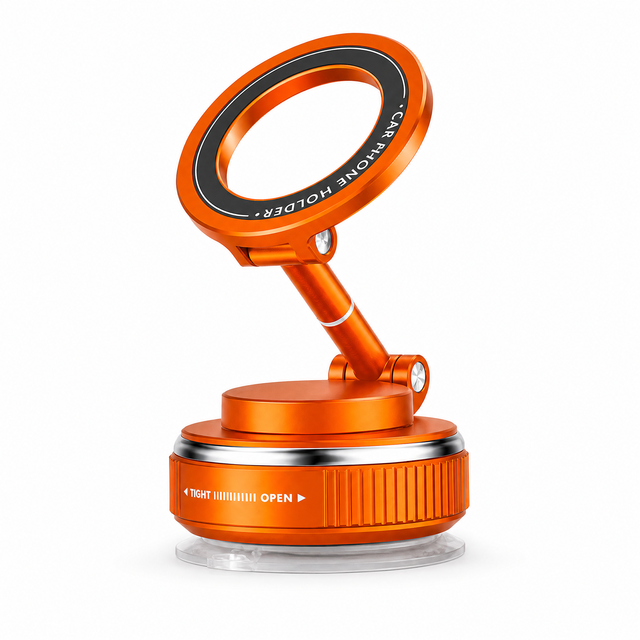 Vacuum Suction Magnetic Car Phone Holder N52 Strong Magnet Zinc Alloy Ring Mount 360 Degree Adjustable Car Phone Mount