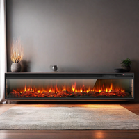 YIKA 72" Chauffage Électrique à Insert Flamme Décorative avec Grille 220-240V, Protection Contre la Surchauffe, pour Usage Domestique ou Hôtelier