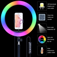 FOSOTO-anneau lumineux LED FT-26 3200-5600K, 8/10/13/14/18 pouces, éclairage annulaire pour Selfie/autoportrait, avec trépied et support