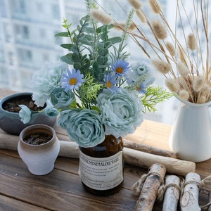 Ramo de Flores Artificiales Yaoguang Lulian, Tela Azul Tejida de Plástico, Decoración para Bodas y Hogar CF01347 - Product Image 1