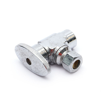 Robinet d'arrêt d'angle en laiton 1/4 de tour, entrée 1/2" (5/8" DE) x sortie 3/8" (3/8" DE) pour lavabo/salle de bain