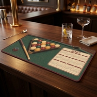 Tapis de bar rétro pour table de billard, panneau calendrier 2027, en tissu RPET, tapis anti-déversement 40 x 60 cm, impression personnalisée