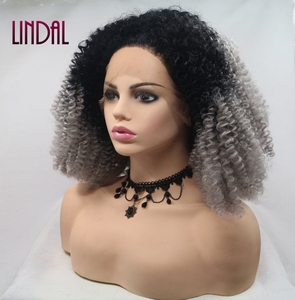 LINDAL gris dentelle avant perruques lâche bouclés gris cheveux synthétiques <span class=keywords><strong>perruque</strong></span> pour les femmes Cosplay fête <span class=keywords><strong>Halloween</strong></span> rebond moelleux cheveux - Product Image 4