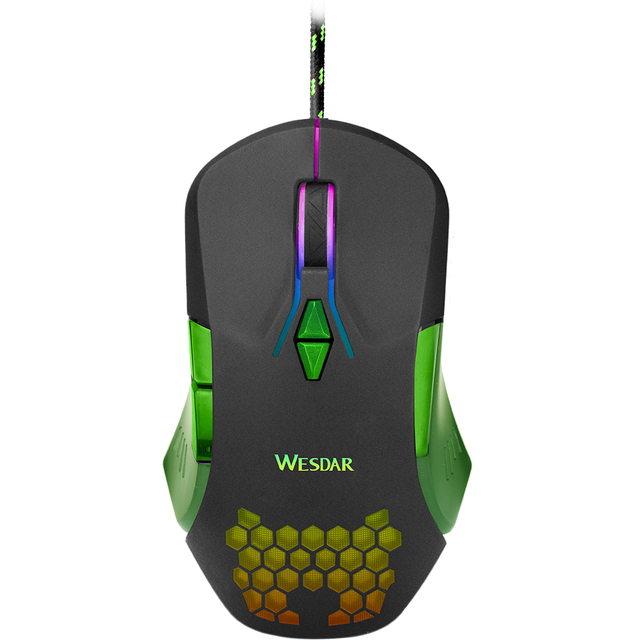 WESDAR Brand DPI 800 1600 2400 3200 Portable Wired 1.5 Meters Computer Gaming Mouse With RGB Light USB Port Connecting