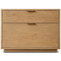 Table de chevet minimaliste fermée, en chêne blanc américain artisanal, avec 2 tiroirs à fermeture douce et système à queue de pie