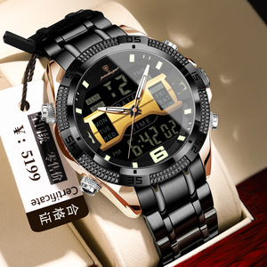 שעון יוקרה של גברים יוקרה הוביל שעון כפול זוהרים תצוגה בשבוע תאריך אלקטרוני קוורץ אלקטרונית קריסטל ספורט - Product Image 2