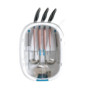 Support mural magnétique multifonctionnel E1679 en plastique pour spatules et couteaux, avec égouttoir intégré pour cuisine (vente en gros) - Product Image 1