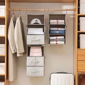Pack 6-Shelf Hanging Closet Organizer, 2 Separable Hanging Shelves with 3 Drawers Clothes Organizer Shelves for Bedroom Closet - Product Image 4