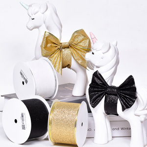 Natal Glitter Wired Edge fita 2.5 polegadas x 10 Quintal para Casa Decoração Do Casamento Envolvimento Do Presente Topper Da Árvore <span class=keywords><strong>Bow</strong></span> Wreath - Product Image 6