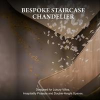 Lustre d'escalier sur mesure ANNO, luminaire suspendu de luxe pour plafond haut avec design de feuilles flottantes pour villa et hôtel