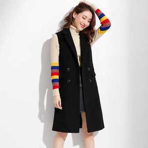Tessitura del collare del vestito di autunno e di inverno delle nuove donne di <span class=keywords><strong>lana</strong></span> di colore solido delle donne della maglia senza maniche <span class=keywords><strong>cappotto</strong></span> di <span class=keywords><strong>lana</strong></span> delle donne T-shirt - Product Image 1