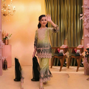 ชุดเดรสเด็กแบบสัลวาร์ คามีซ ประดับมุกและลูกไม้สไตล์อินเดีย-ปากีสถาน สำหรับงานเทศกาลและงานแต่งงาน - Product Image 1