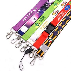 Lanière promotionnelle personnalisée en polyester imprimé avec logo sur mesure, plusieurs clips métalliques disponibles, cadeaux publicitaires - Product Image 3