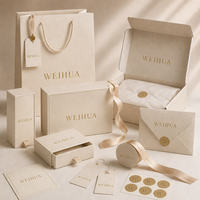 Ensemble d'emballage cadeau de luxe en carton personnalisé pour bijoux, avec sac en papier, autocollant, ruban et étiquette volante pour boutique de vêtements