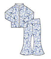 Nuevo Conjunto de 2 Piezas para Niñas Pequeñas: Chaqueta con Cierre y Cuello Alto Elástico y Pantalones de Yoga con Corte Acampanado, Conjunto Deportivo Elegante para Bebés y Niñas