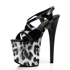 Sandalias de Plataforma con Estampado de Leopardo para Pole Dance, 20cm 8 Pulgadas, Punta Abierta, Tacón Delgado, para Club Nocturno, Modelo <span class=keywords><strong>Pasarela</strong></span>, Calzado para Espectáculos - Product Image 3