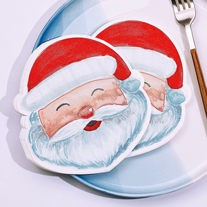 ผ้าเช็ดปากพิมพ์ลายซานตาคลอสแบบสองชั้นผ้าเช็ดปากเกรดอาหารลายคริสต์มาสแบบใช้แล้วทิ้ง2ชั้นสไตล์ในถุง - Product Image 5