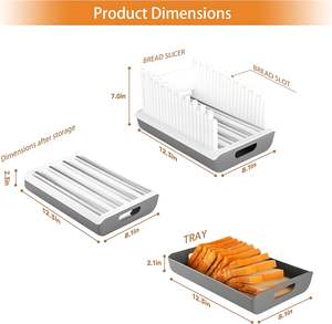 Guía para cortar pan casero con bandeja de almacenamiento y ajuste de grosor de 3 rebanadas - Product Image 3