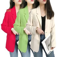 Blazer long à manches longues pour femme, avec poches, couleur unie, coupe ample, style décontracté, veste de bureau, printemps-automne