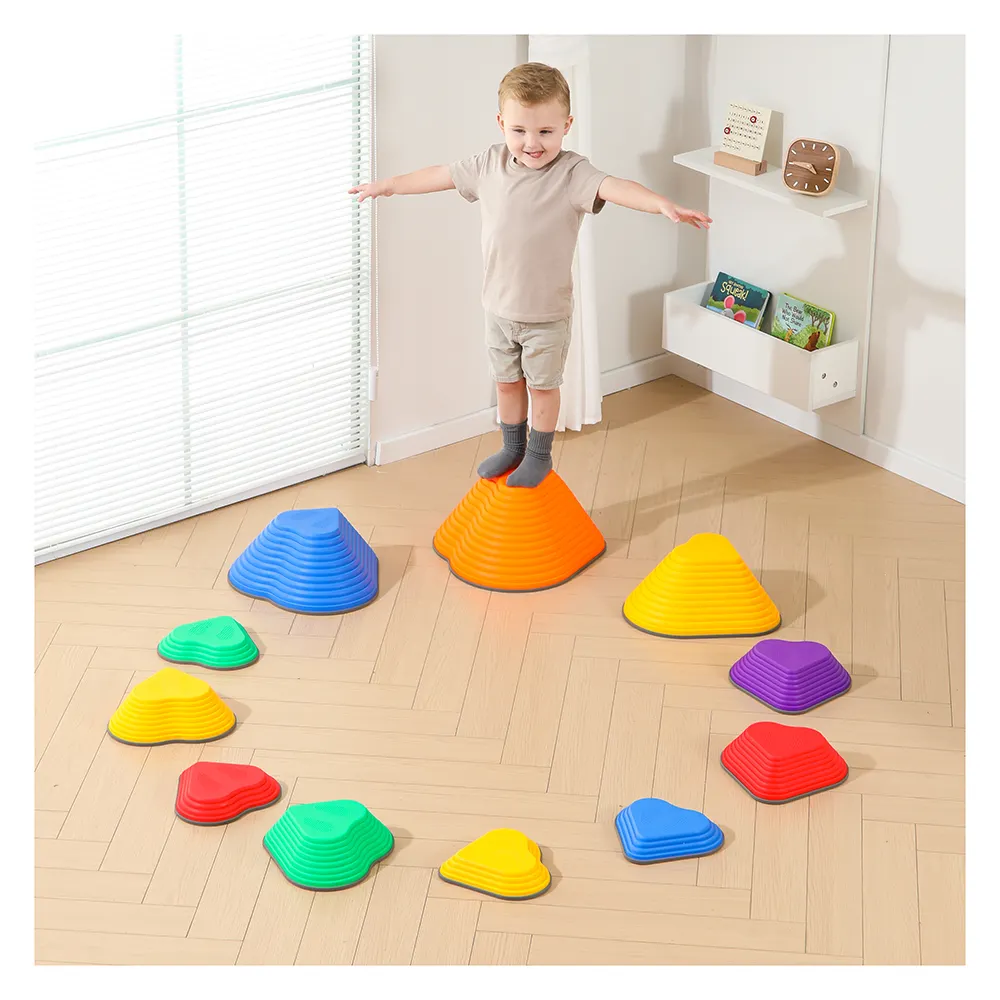 Stepping Stones for Kids Non-Slip Plastic Balance River Stones for Kids Promoting Children's Coordination Skills Sensory Toys