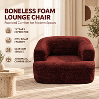 Fauteuil de salon moderne sans structure, entièrement en mousse, assise profonde, compressé sous vide pour salon et chambre à coucher