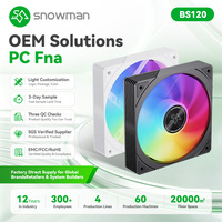 Ventilateur de boîtier PC SNOWMAN BS120-ARGB-WH 120mm blanc ARGB, débit d'air élevé 76.8CFM, roulement hydraulique PWM, synchronisation 5V 3 broches, vente en gros