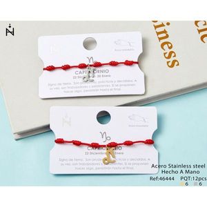 Bracelet porte-bonheur Capricorne, cordon rouge, acier inoxydable, fait main, bijoux astrologiques, style bohème unisexe - Product Image 1