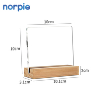 Décoration d'intérieur : Support de signalétique de table en acrylique vierge pour impression UV avec base en bois, pour l'image de marque de bureau, en stock